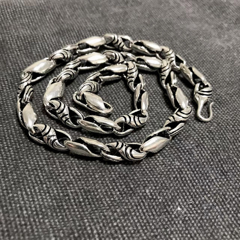 Men's Personality Punk Striped Sterling Silver Necklace