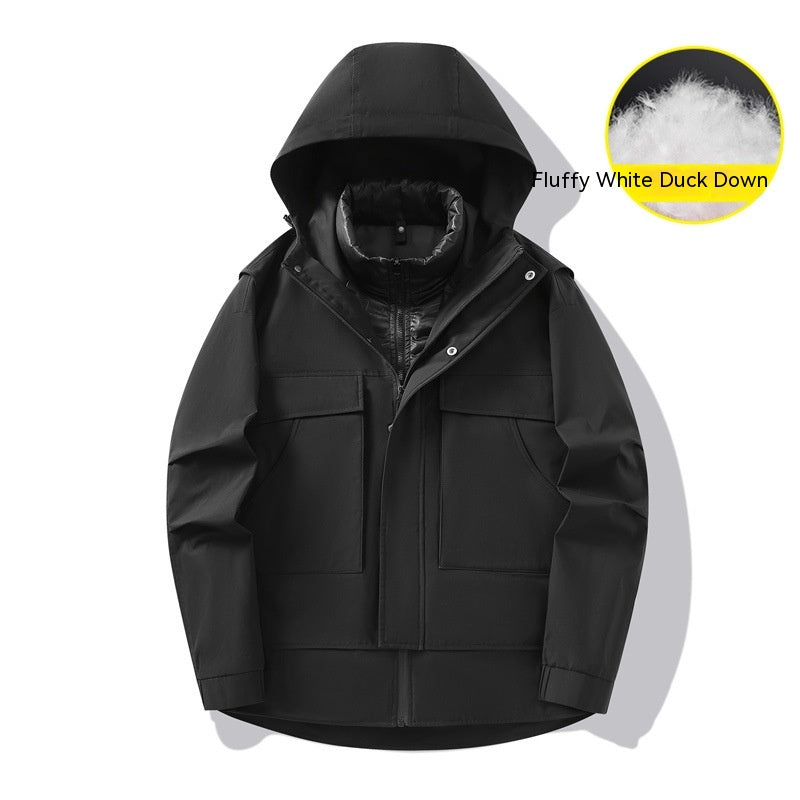 3-in-1 Waterproof Winter Jacket for Men & Women - Removable Down Liner Hooded Windbreaker (5000mm, 90 White Duck Down) - S-6XL