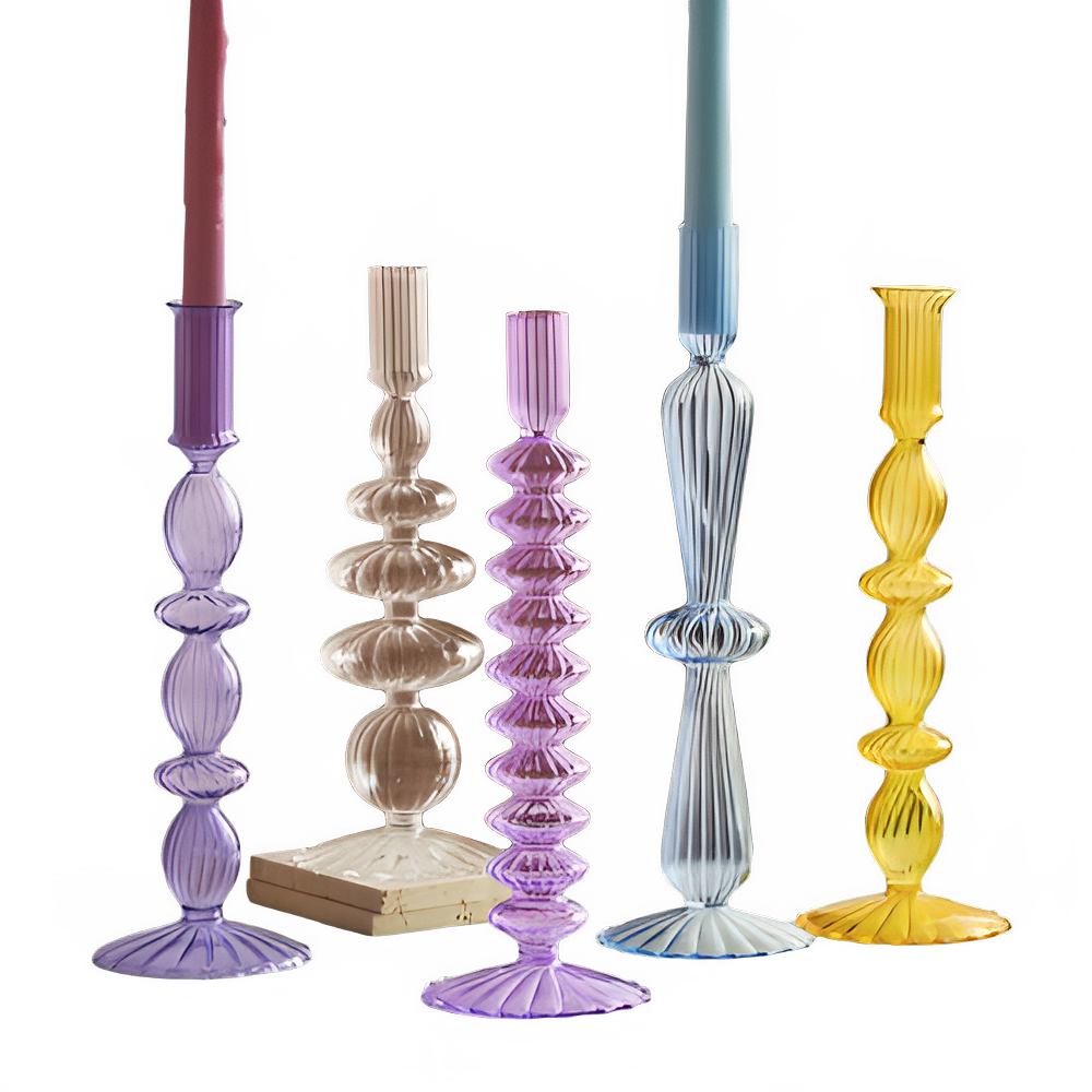 Glass Candle Holders Nordic Decor Taper Candle Holder Candlesticks for Home Wedding Room Decoration Party Vase Home Decor