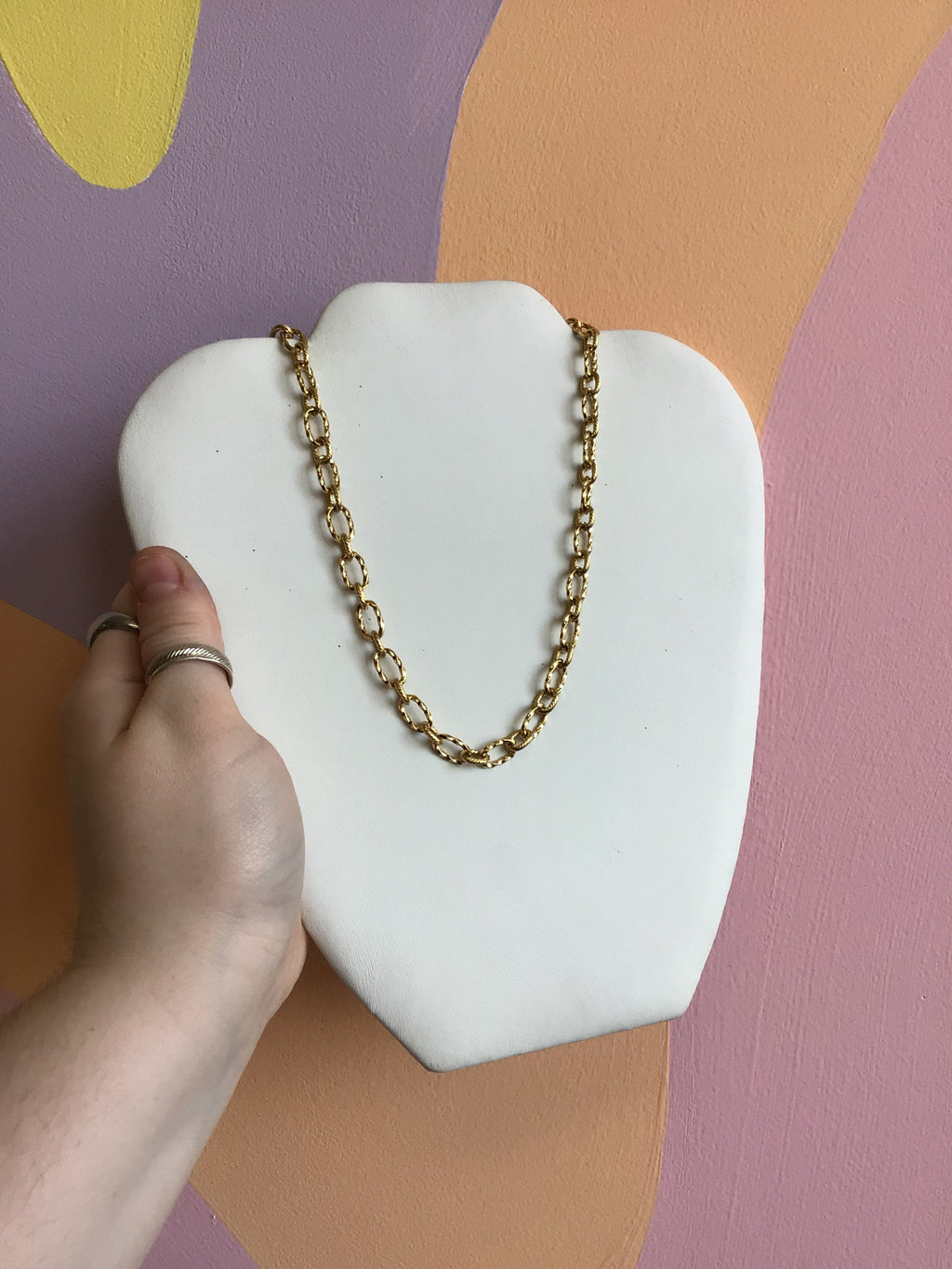 Stainless Steel Textured Chunky Necklace