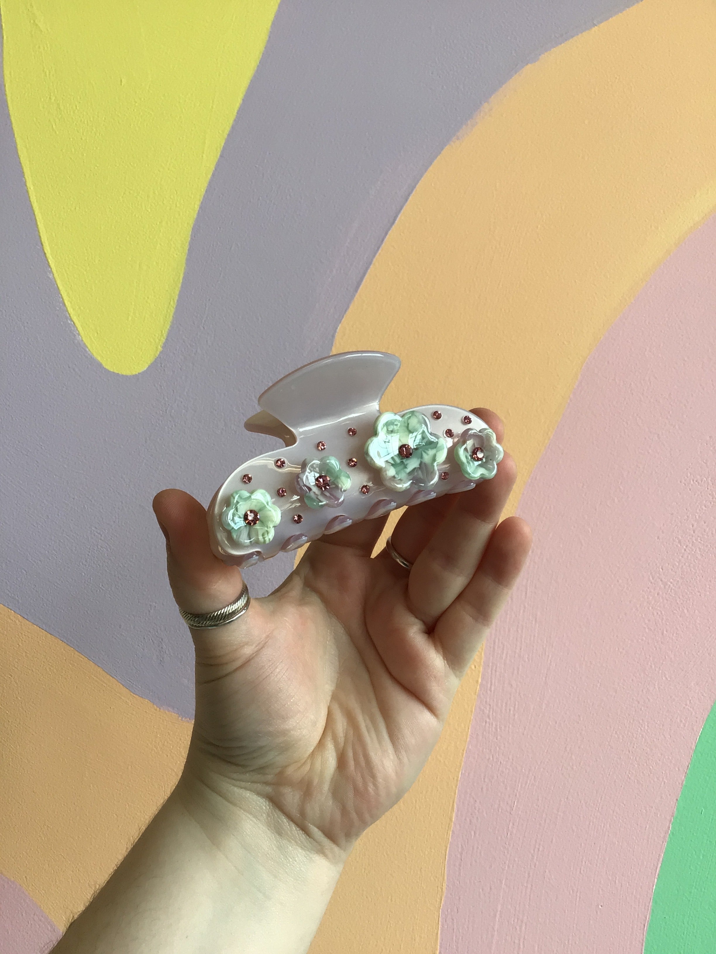 Appliqué Flower Hair Claws