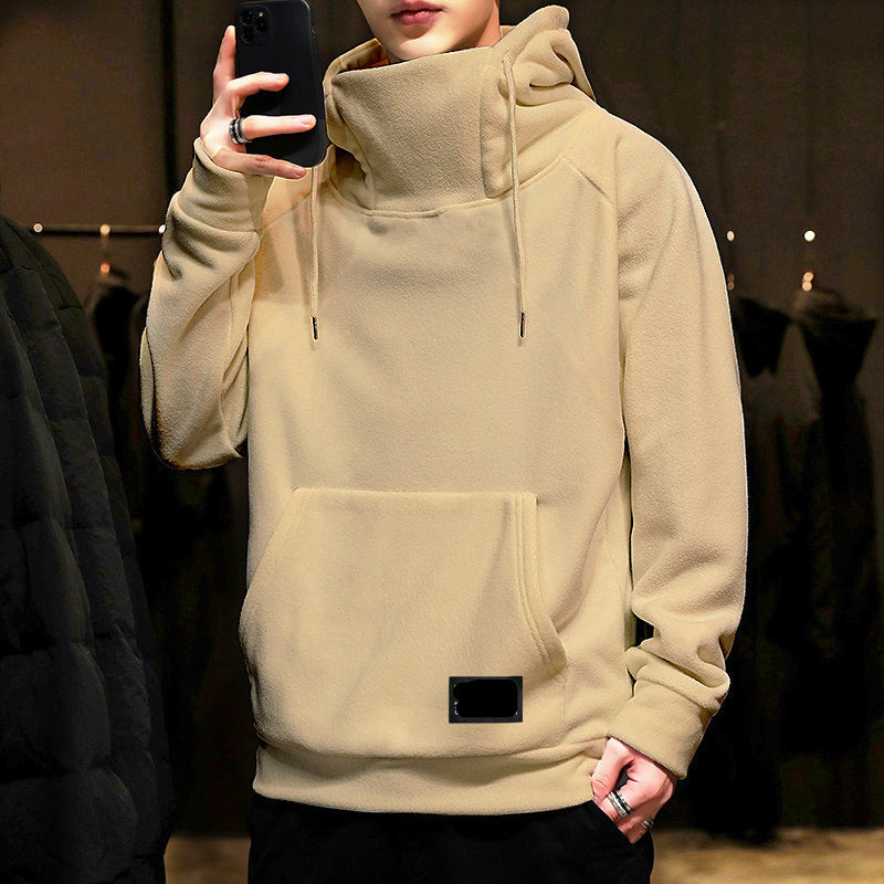 Unisex Loose Fit Fleece Pullover Hoodie - Autumn Casual Hooded Sweatshirt (Grey, Black, Orange, Khaki)