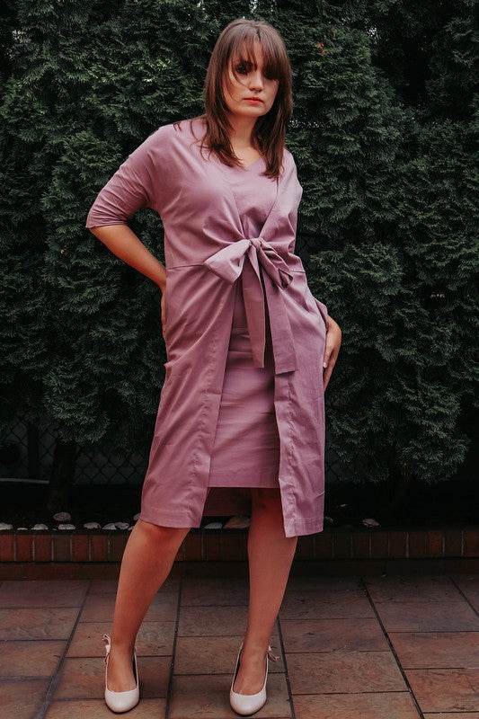 Dress jacket 3/4 sleeve ties in front with pockets