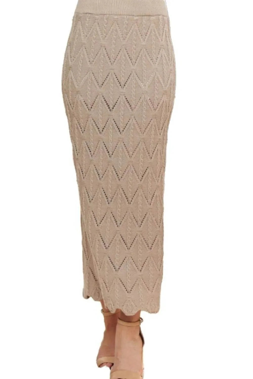 ADORA Scallop Trim Detail Knit Skirt