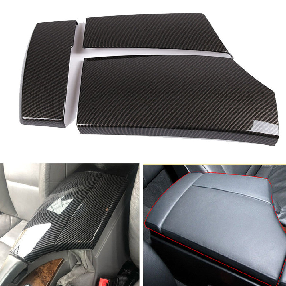 Armrest Box Protective Cover ABS Carbon Fiber Pattern 3-piece Set