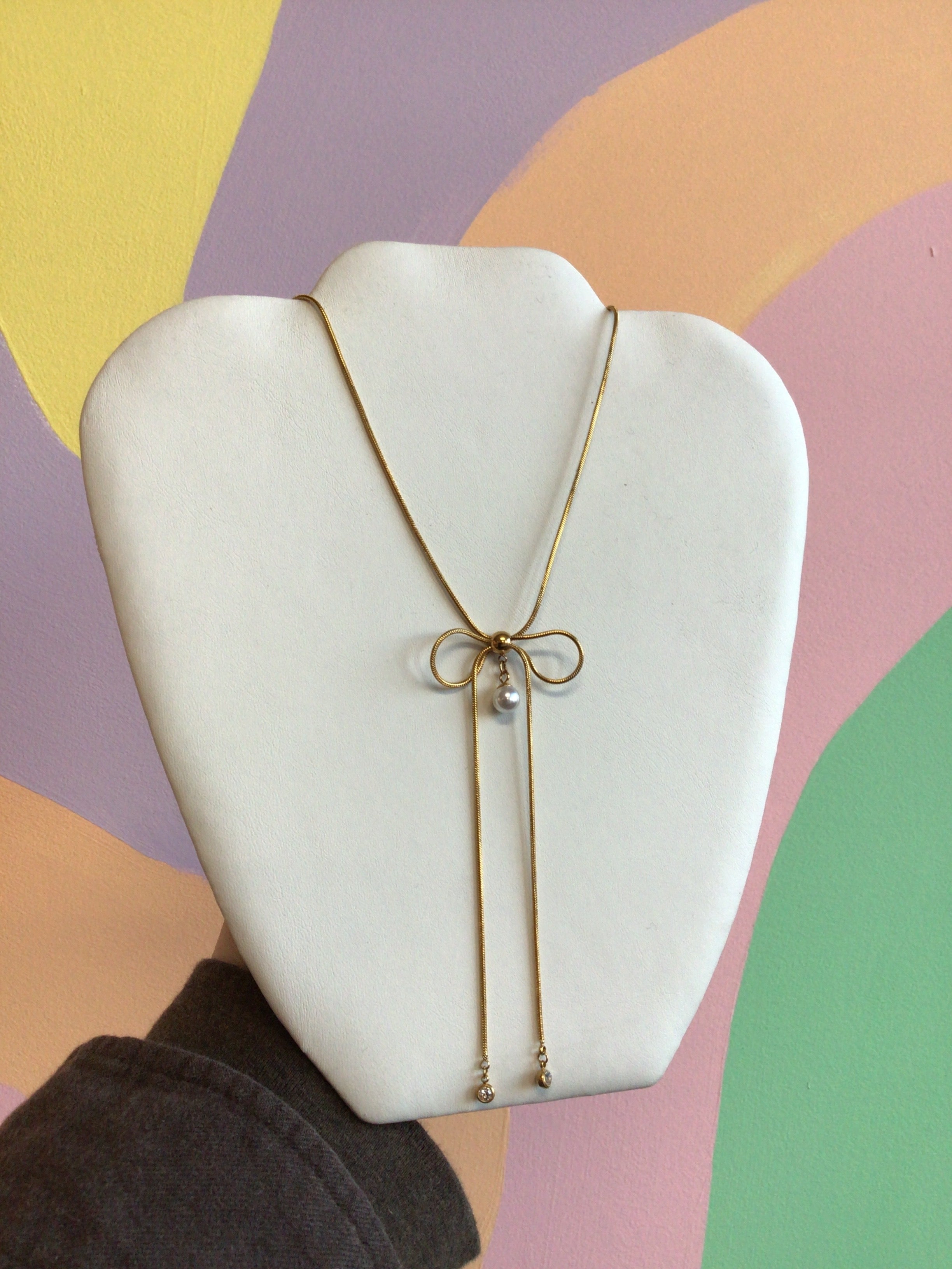 Dangle Bow Titanium Necklace