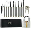 Locksmith Hand Tools Lock Pick Set Transparent Visible Cutaway Practice Padlock With Broken Key Removing Hooks 15pcs set