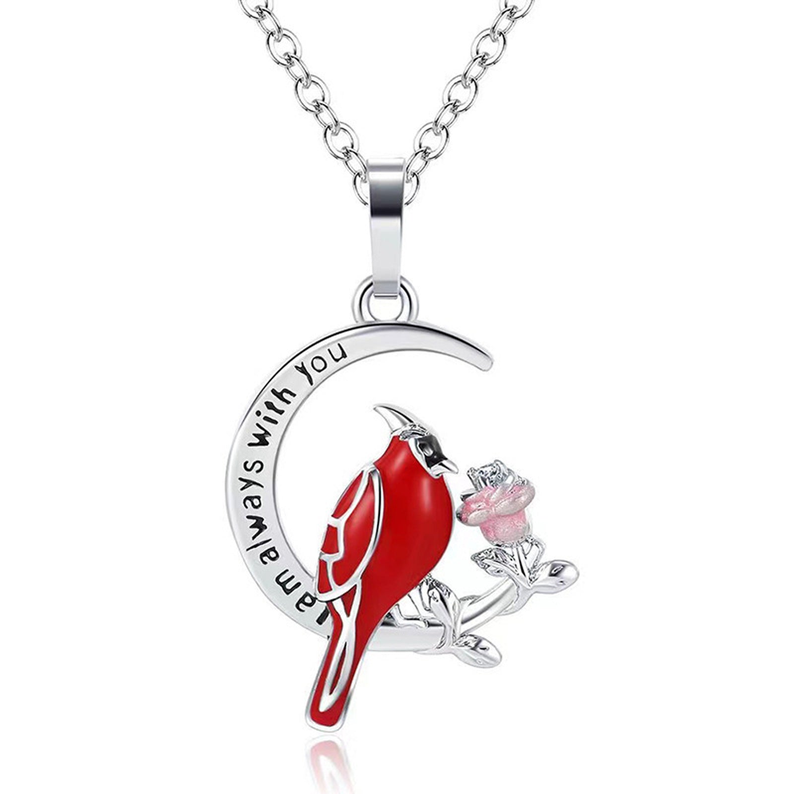 Free Creative Heart Shaped Cardinal Pendant Necklace, Exquisite Party Commemorative Accessory Gift Jewelry Anniversary Party Gifts, Valentine's Day Gift