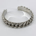 Open Cuff Bracelet With Cuban Link Chain