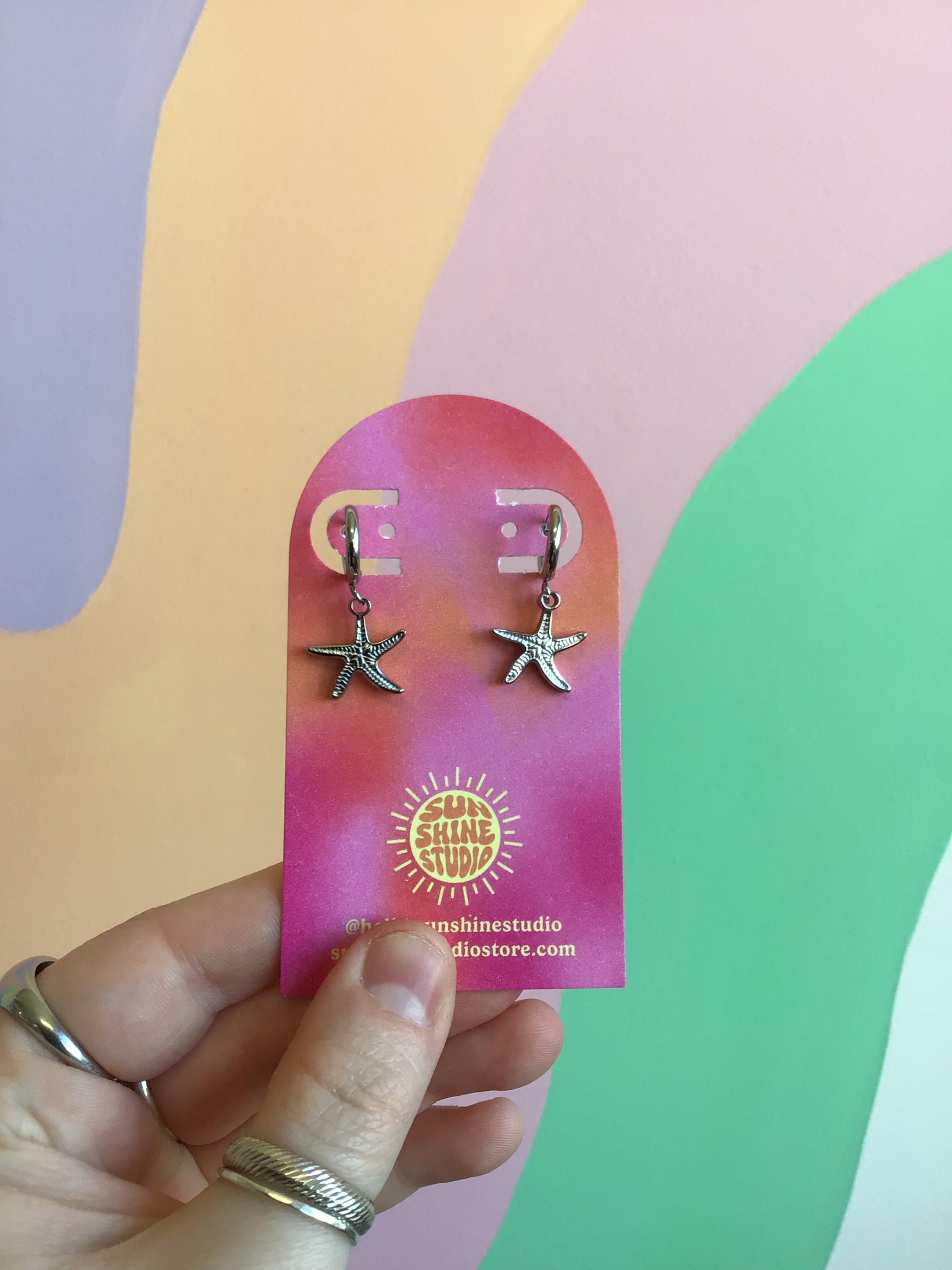 Tiny Titanium Starfish Hoops