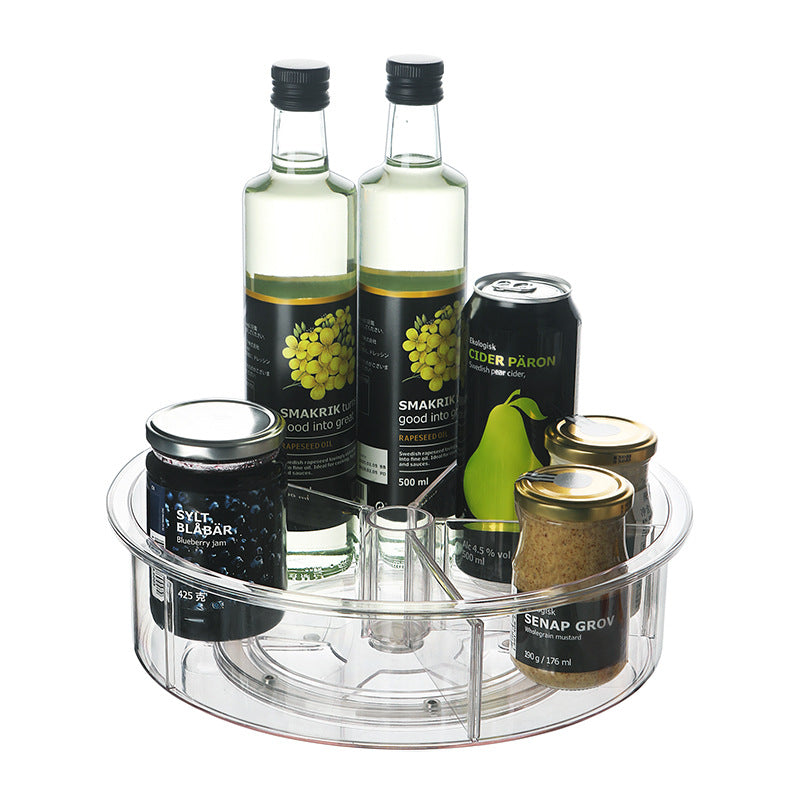 Refrigerator transparent rotating storage tray