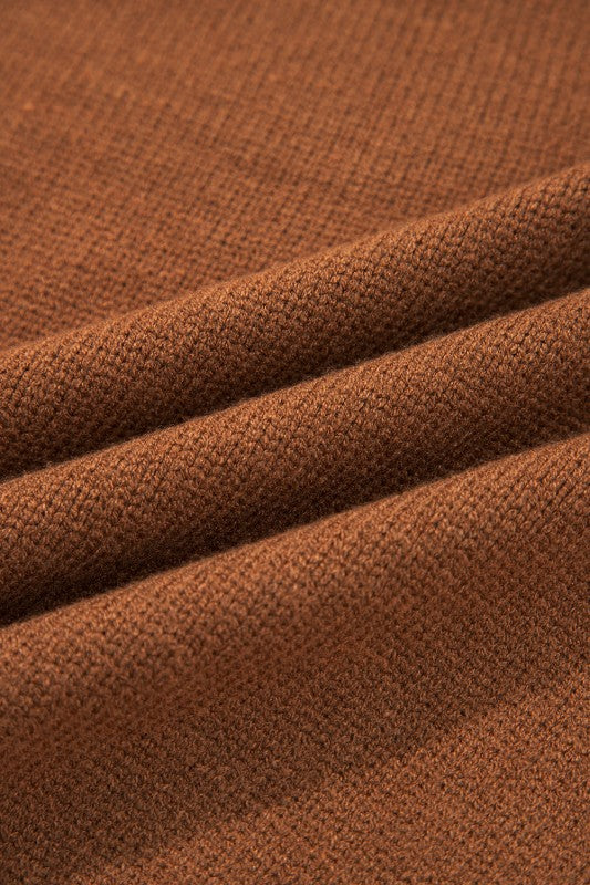 Solid Collared V-Neck Ribbed Edge Sweater