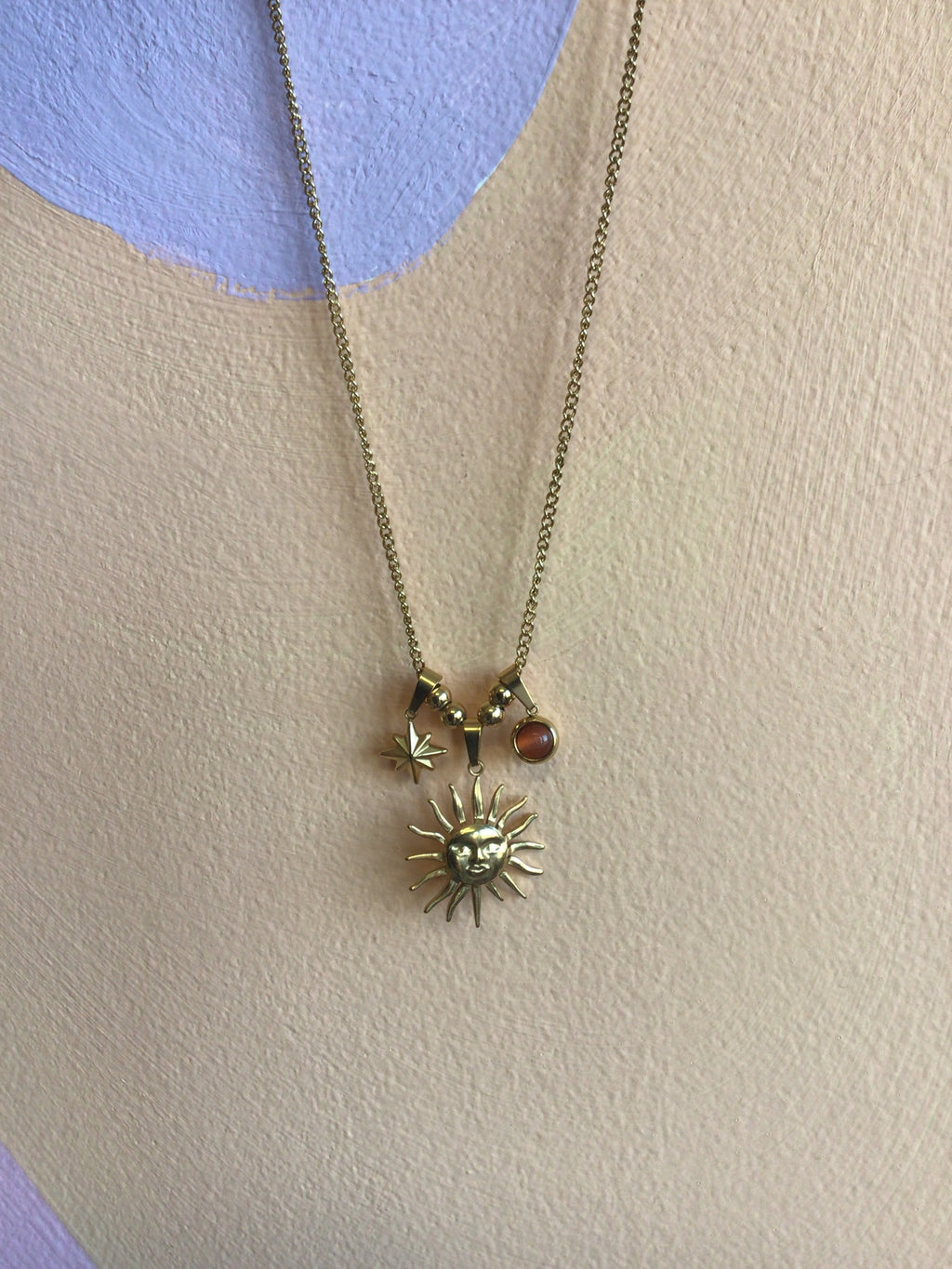 Amber Sun-rays Titanium Necklace