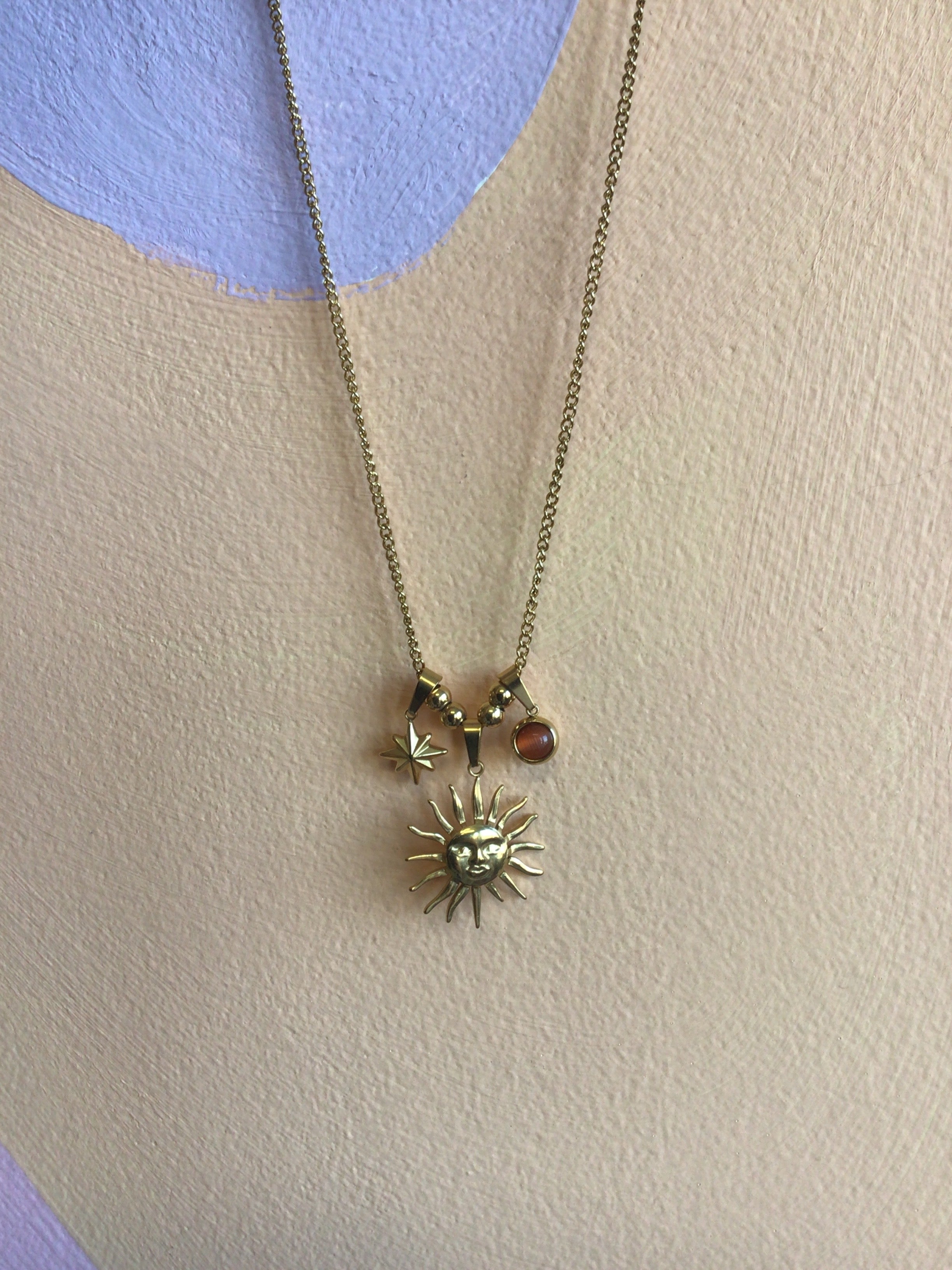 Amber Sun-rays Titanium Necklace