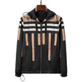 Men's Casual Trench Jacket with Stripe Plaid Print