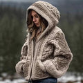 Women’s Printed Hooded Zip-Up Cardigan Sweater