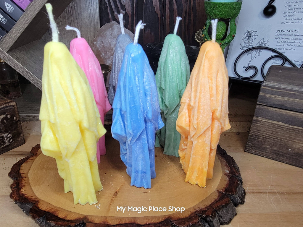 Ghost Handmade Candle , Palm wax Candle , Halloween Candle , white Ghost candle: Purple
