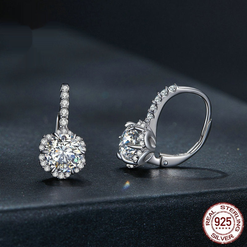 Sterling Silver Simple Elegant Moissanite Earrings
