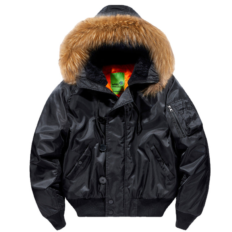Bomber Jacket Removable Fur Collar Cotton Coat Plus Size Coat