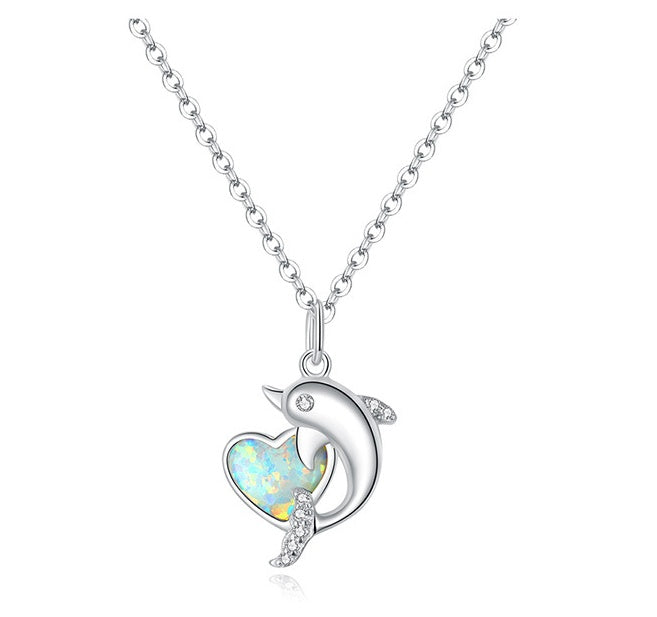 Heart-shaped Aussie Treasure Combined With A Dolphin Necklace