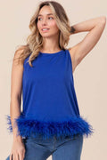 BiBi French Terry Faux Feather Bottom Back Tied Top
