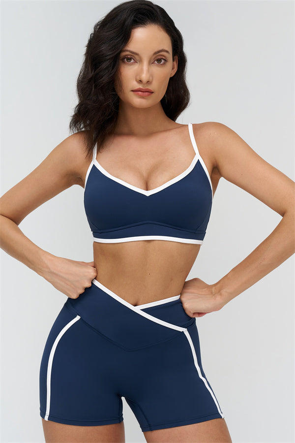 The Crave Contrast Sports Bra Shorts 2-Piece Set