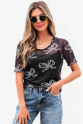 Maddie Bow Mesh Short Sleeve Top