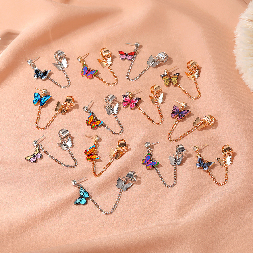 Fantasy Single Colorful Butterfly Earring