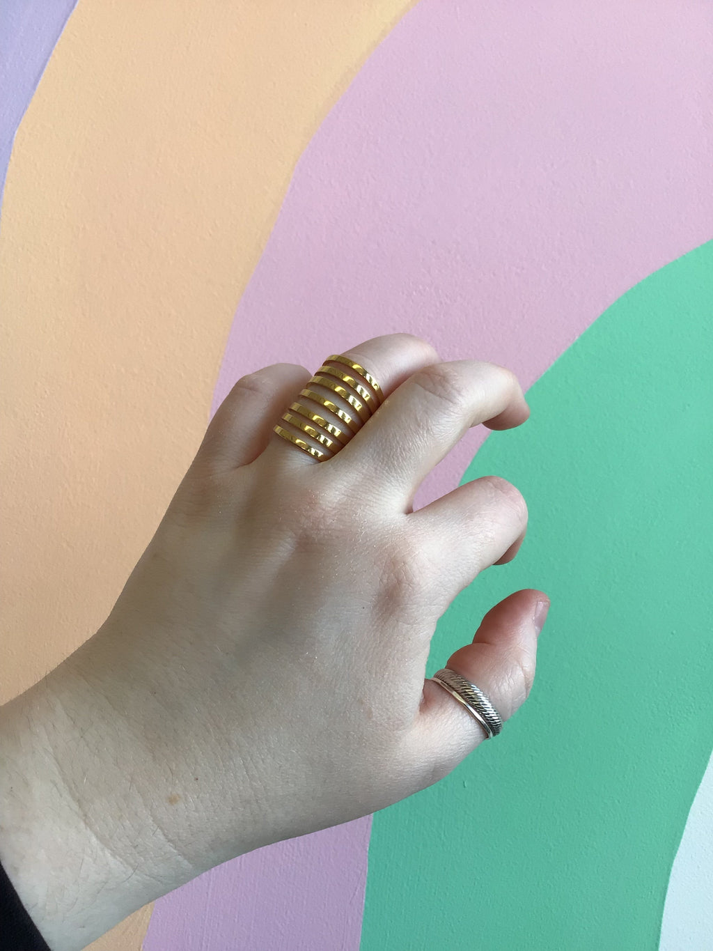 Adjustable Titanium Stacked Ring