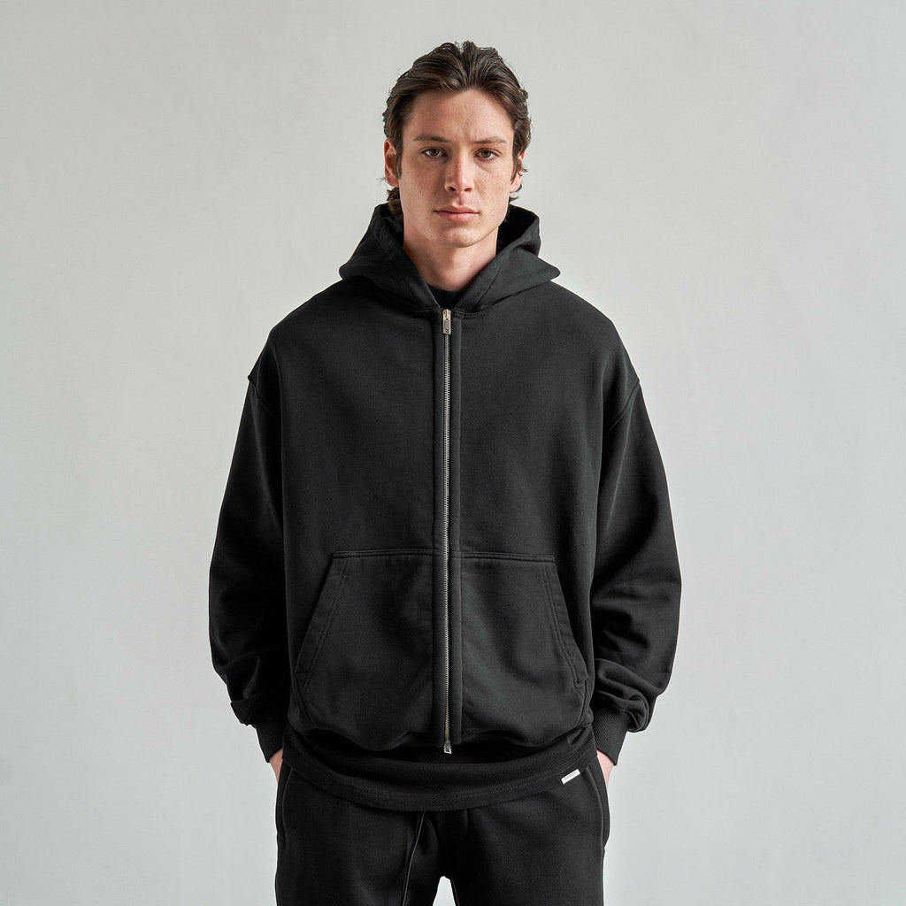 Men's Solid Color Double Zip Hoodie