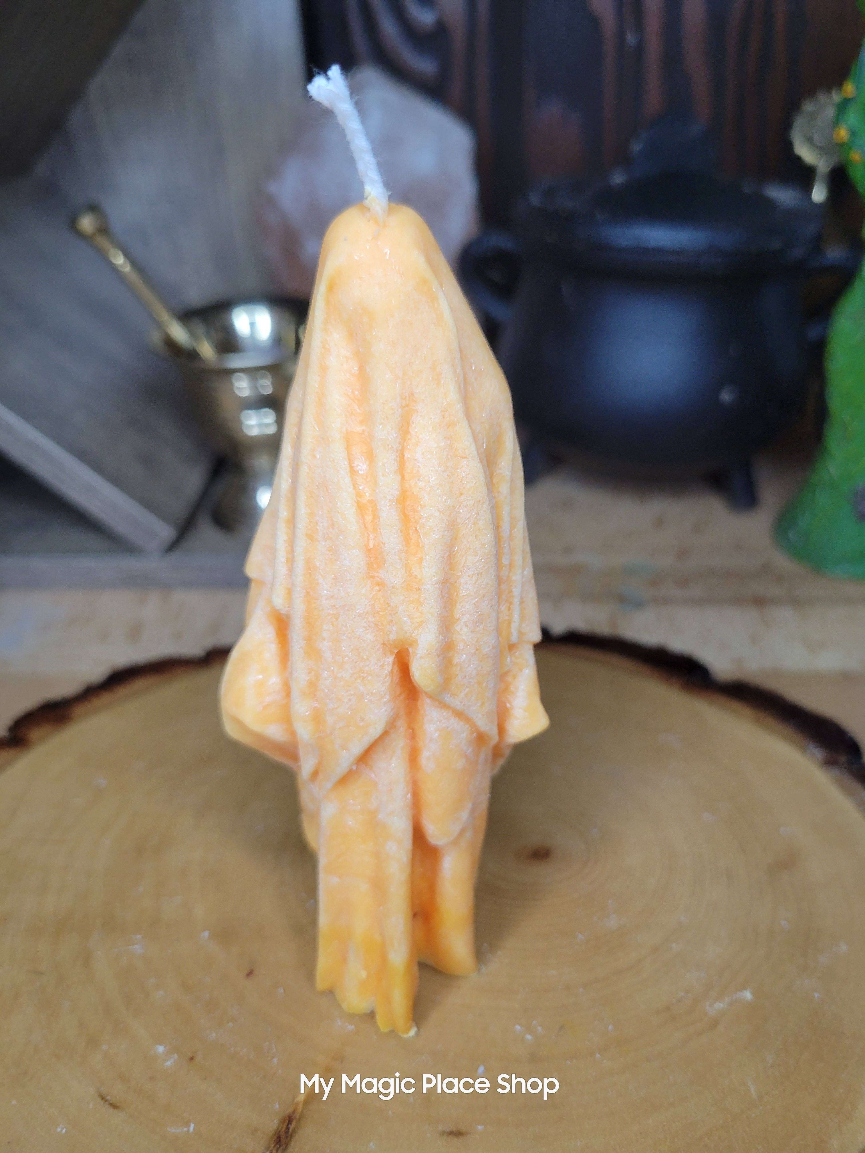 Ghost Handmade Candle , Palm wax Candle , Halloween Candle , white Ghost candle: Red