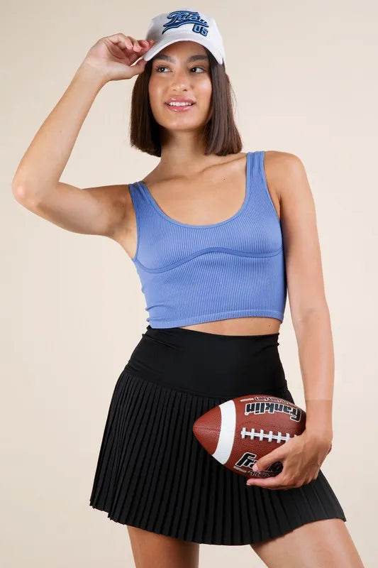 VERY J Pleated Activewear Skirt with Shorts Inside