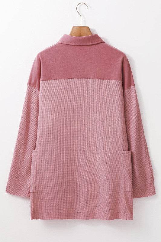 Arianna Waffle  Half Button Top