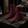 Women's Square-Toe Block-Heel Side-Zip Ankle Boots