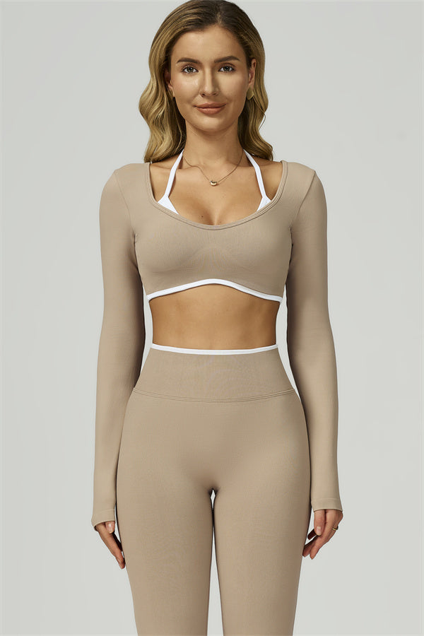 The Prime Line Long Sleeve Crop Top Leggings 2-Piece Set