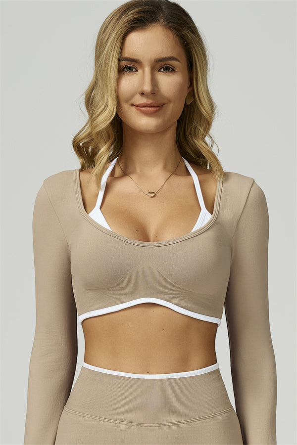The Prime Line Long Sleeve Crop Top Shorts 2-Piece Set