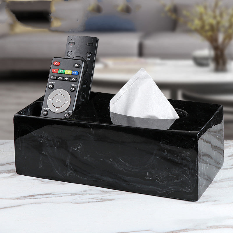 Living Room Simple Modern Light Luxury Creative Napkin Paper Box Marble Pattern