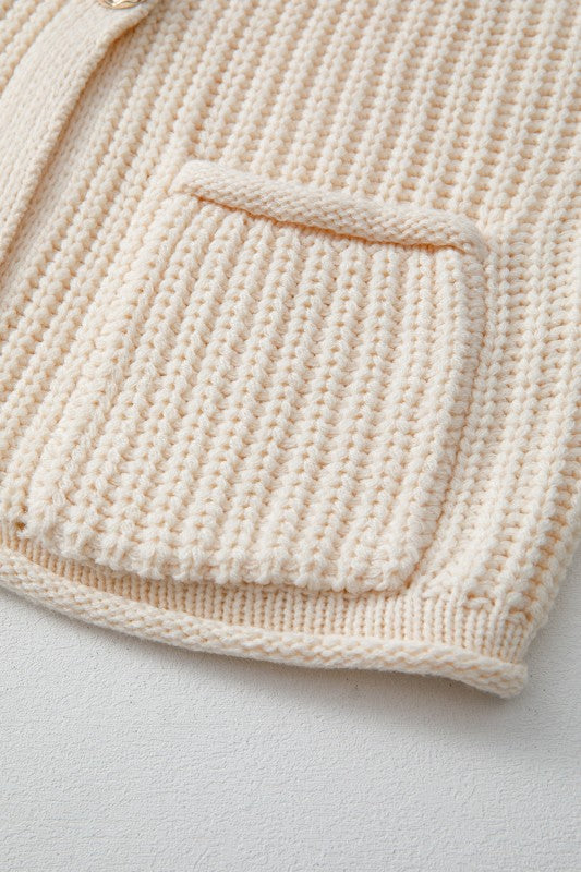 Solid Textured Buttoned Oversized Sweater Vest
