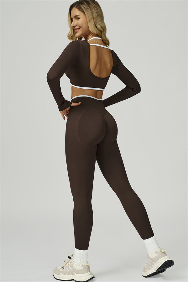The Prime Line Long Sleeve Crop Top Leggings 2-Piece Set