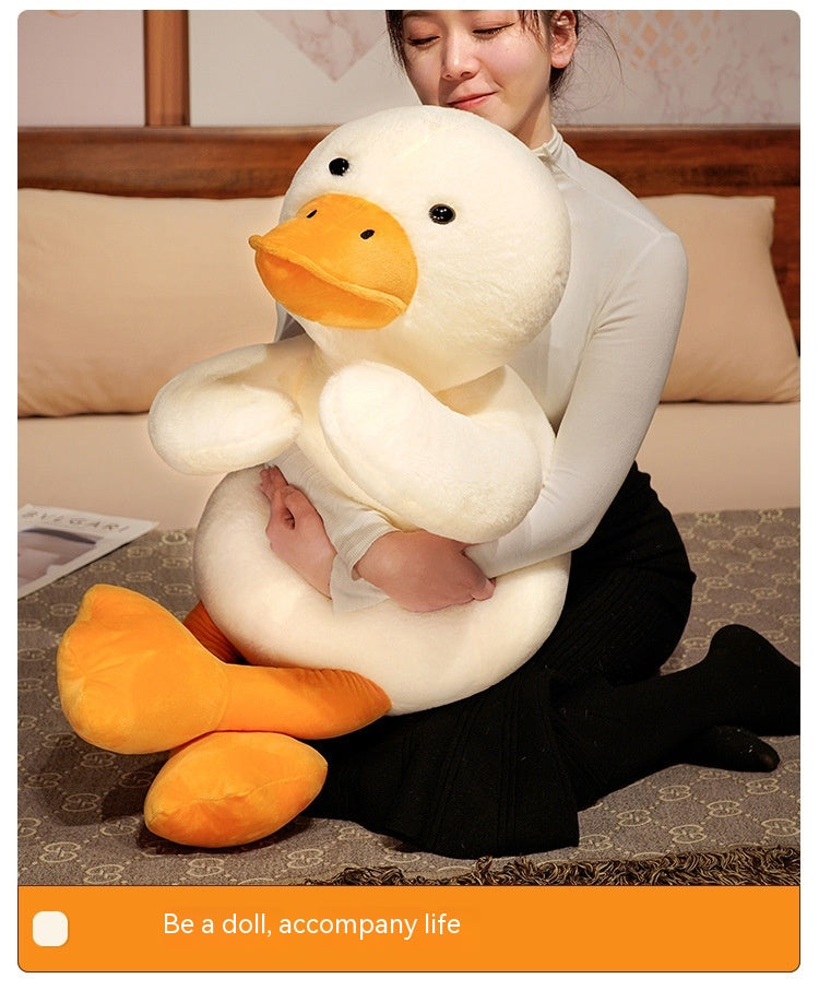Lying Big White Duck Feather Plush Toy Soft And Adorable Pillow