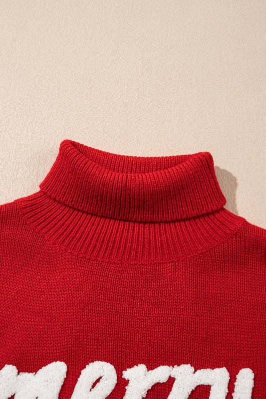 Christmas Merry Sequin Turtleneck Sweater