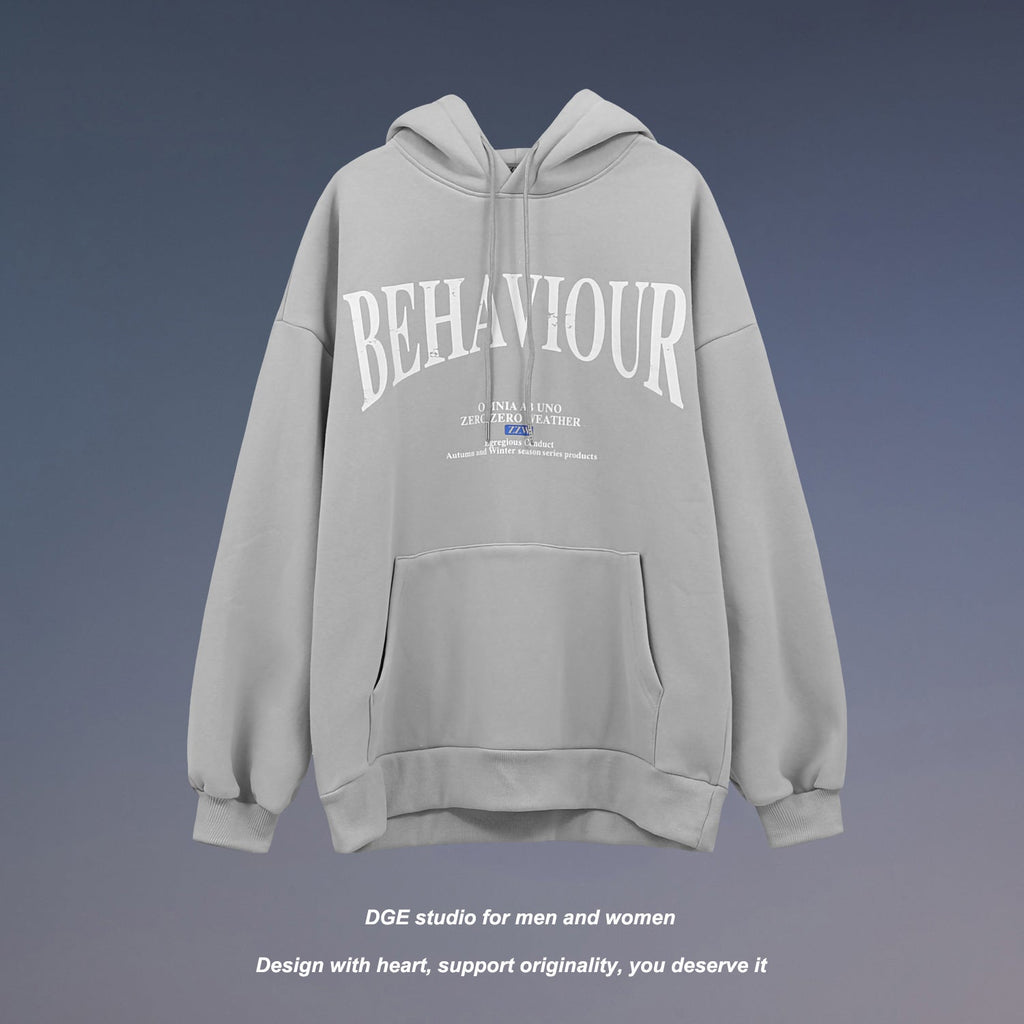 Simple Loose Plus Fleece Casual Hoodie Top