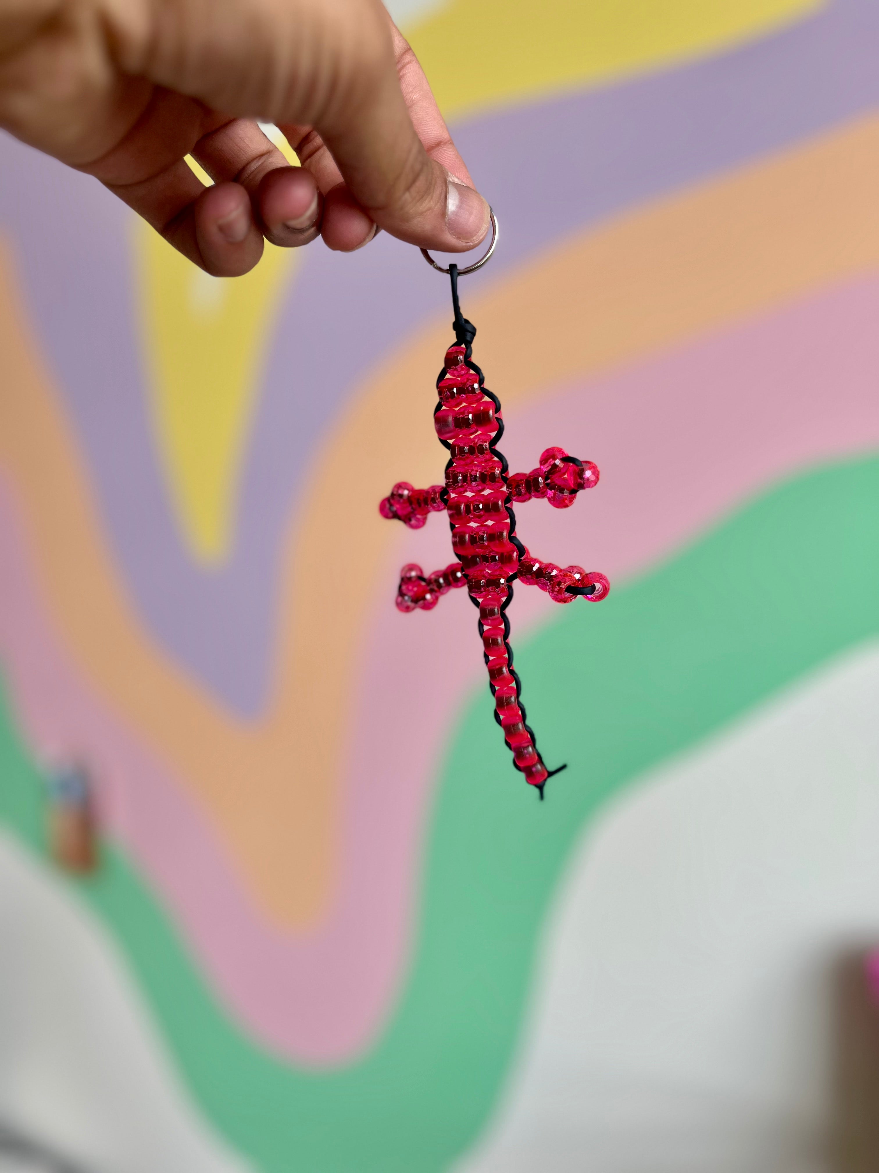Lizard Beaded Keychain