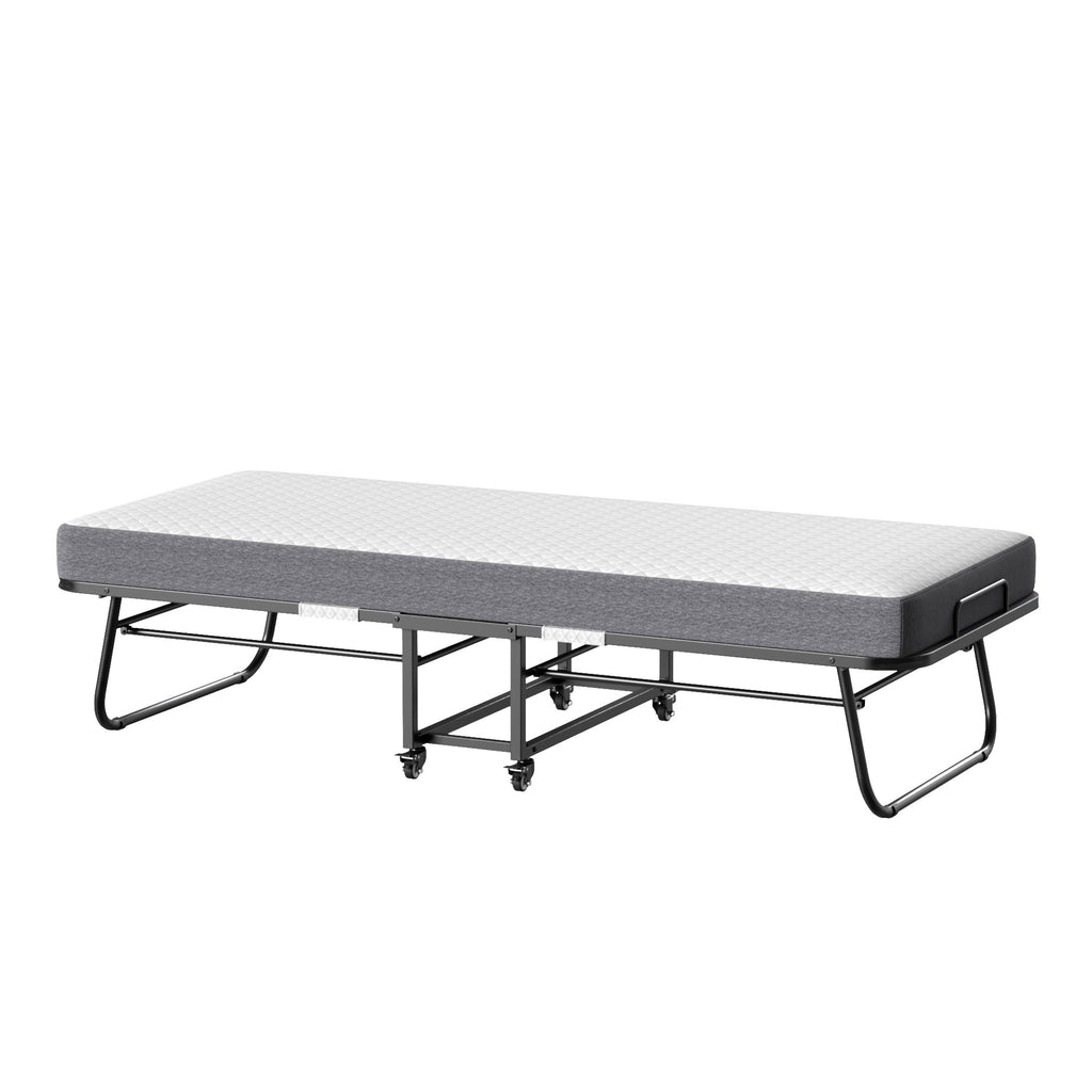 Folding Bed With Mattress  Foam Mattress All Steel Pipe Frame