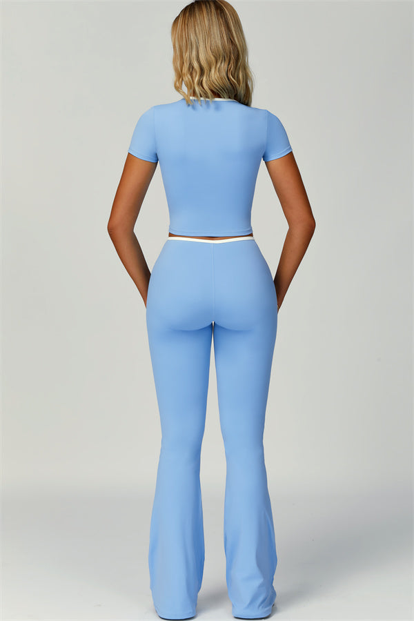 The Skyline Tie Top Flared Leggings Headband 3-Piece Set