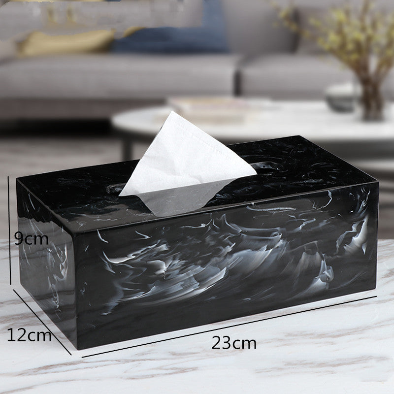 Living Room Simple Modern Light Luxury Creative Napkin Paper Box Marble Pattern