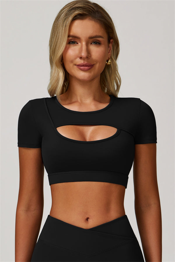 The Lavish Cut-out Crop Top Flared Leggings 2-Piece Set