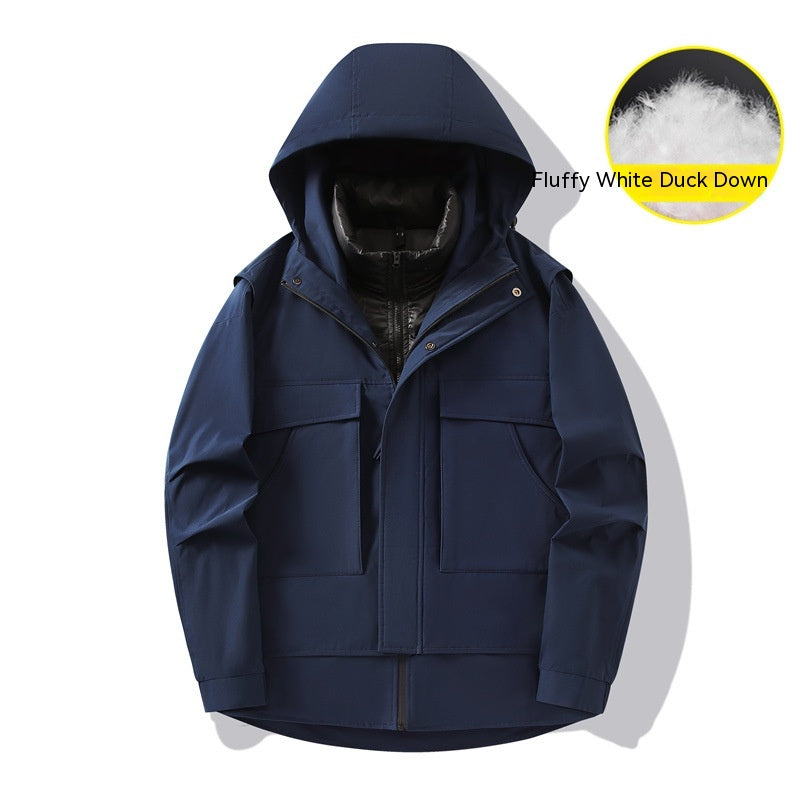 3-in-1 Waterproof Winter Jacket for Men & Women - Removable Down Liner Hooded Windbreaker (5000mm, 90 White Duck Down) - S-6XL