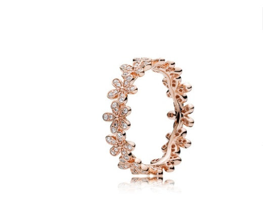 Rose gold dazzling daisy cluster ring