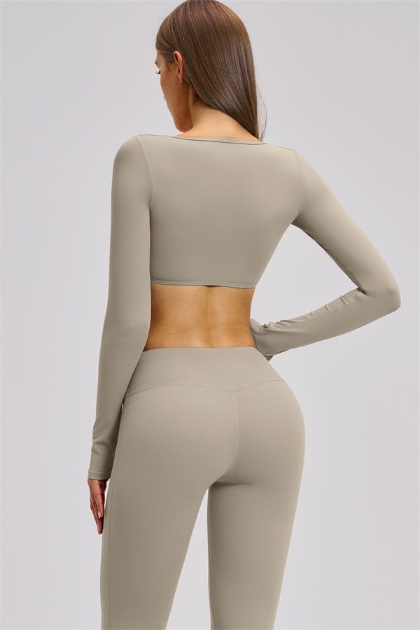 The Zestful Long Sleeve Crop Top Leggings 2-Piece Set